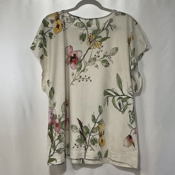 COLDWATER CREEK Floral Print T-Shirt - Cream/Multi- XL - Picture 2 of 5